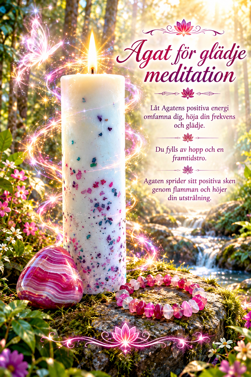 Presentpåse- Agat, Ljus, armband och sten i Agat med meditation
