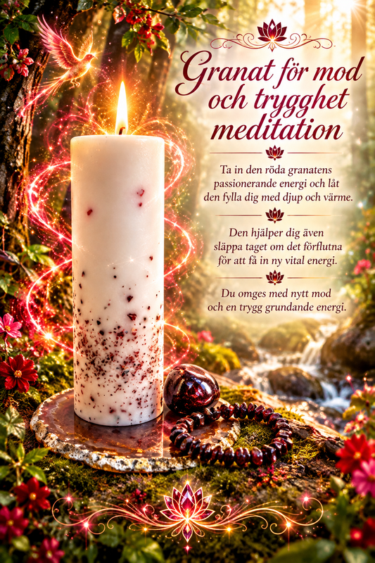 Presentpåse- Granat, Ljus, armband och sten i Granat med meditation