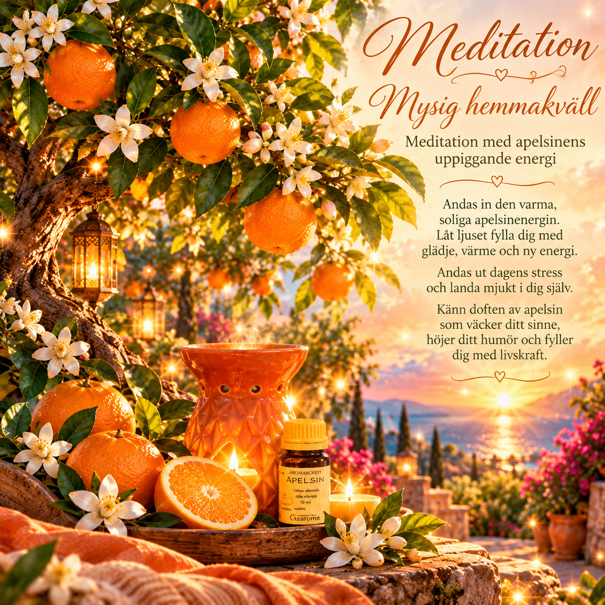En Aromalykta med en Aromaessens Apelsin