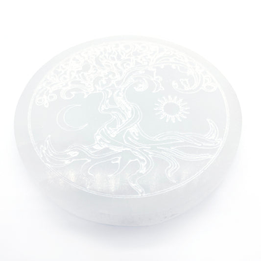 Selenit, vit laddningsplatta rund Atlantis kristaller