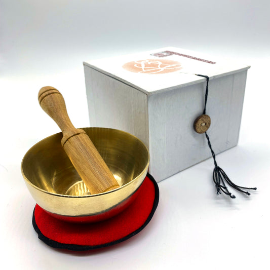 Tibetansk klangskål i mässing Atlantis kristaller