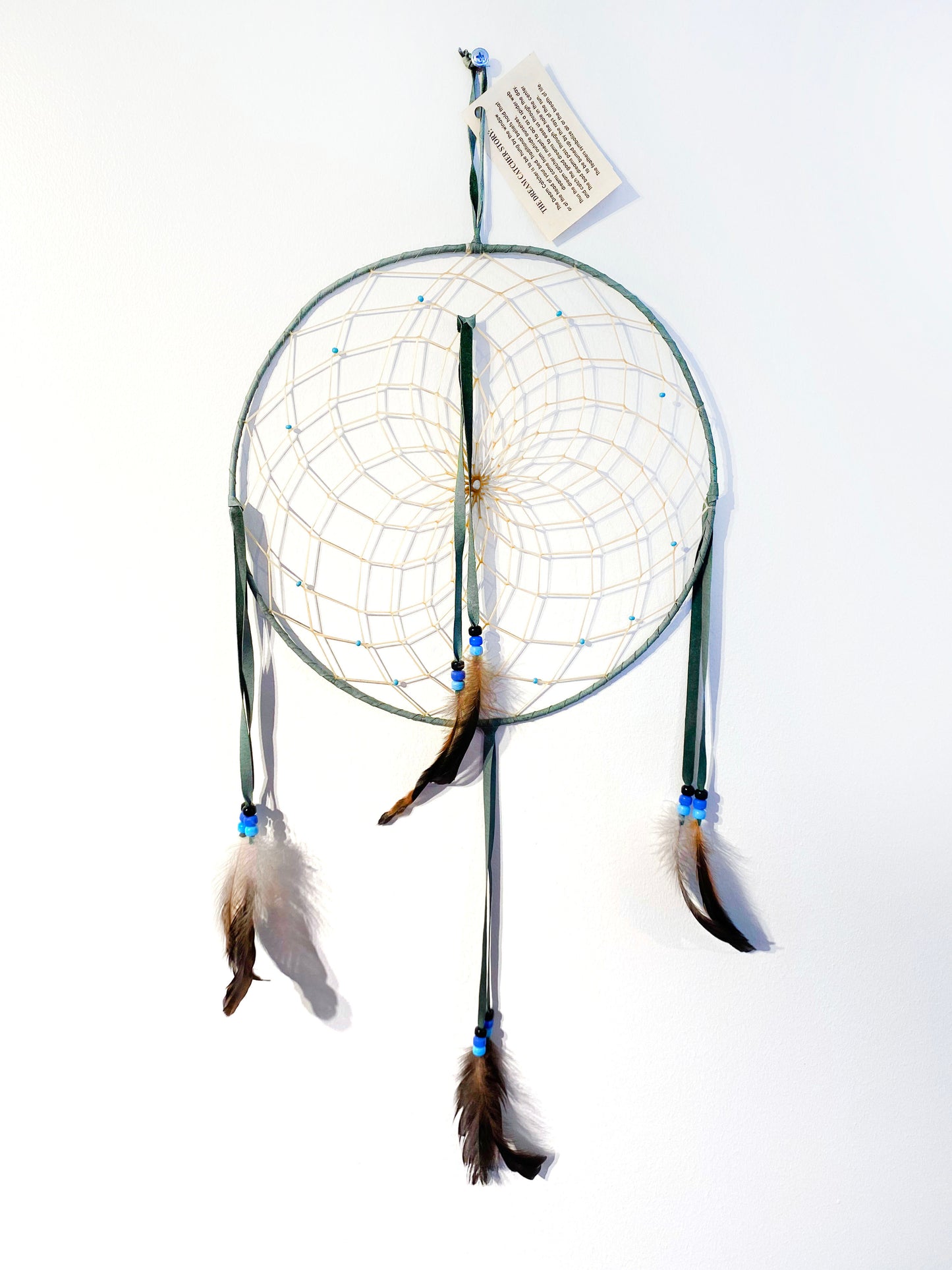 Grön drömfångare 30 cm handgjord av Navajoindianer i New Mexico