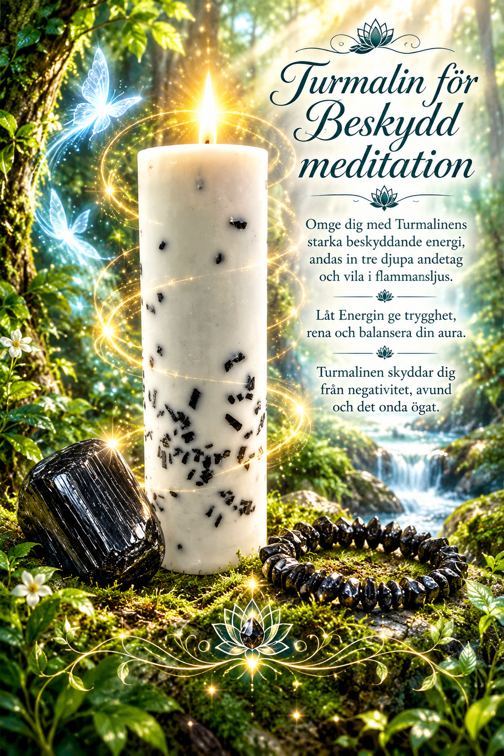 Presentpåse- Turmalin, Ljus, armband och sten i Turmalin med meditation