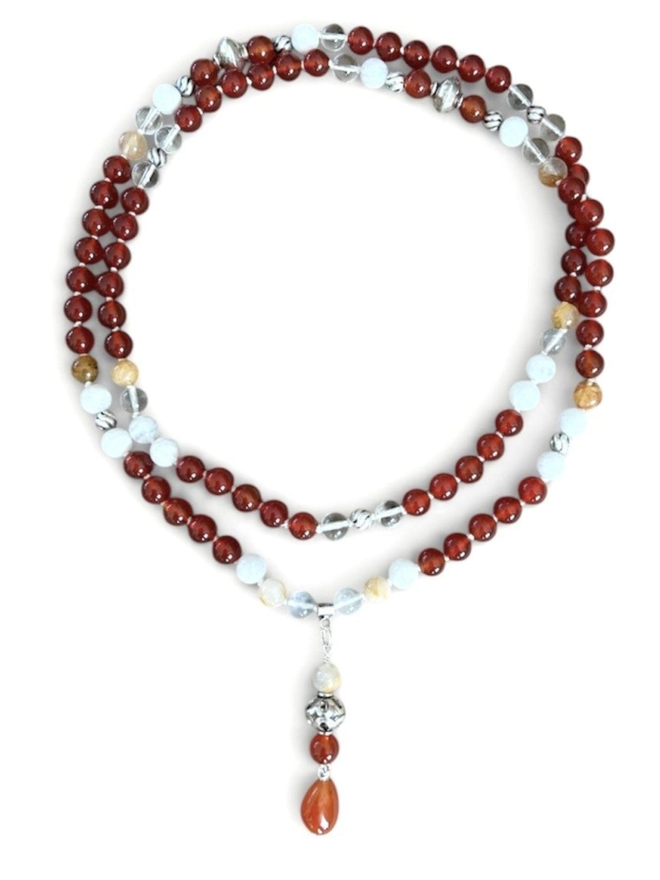 Handknutet kristallhalsband i karneol för inre harmoni och balans