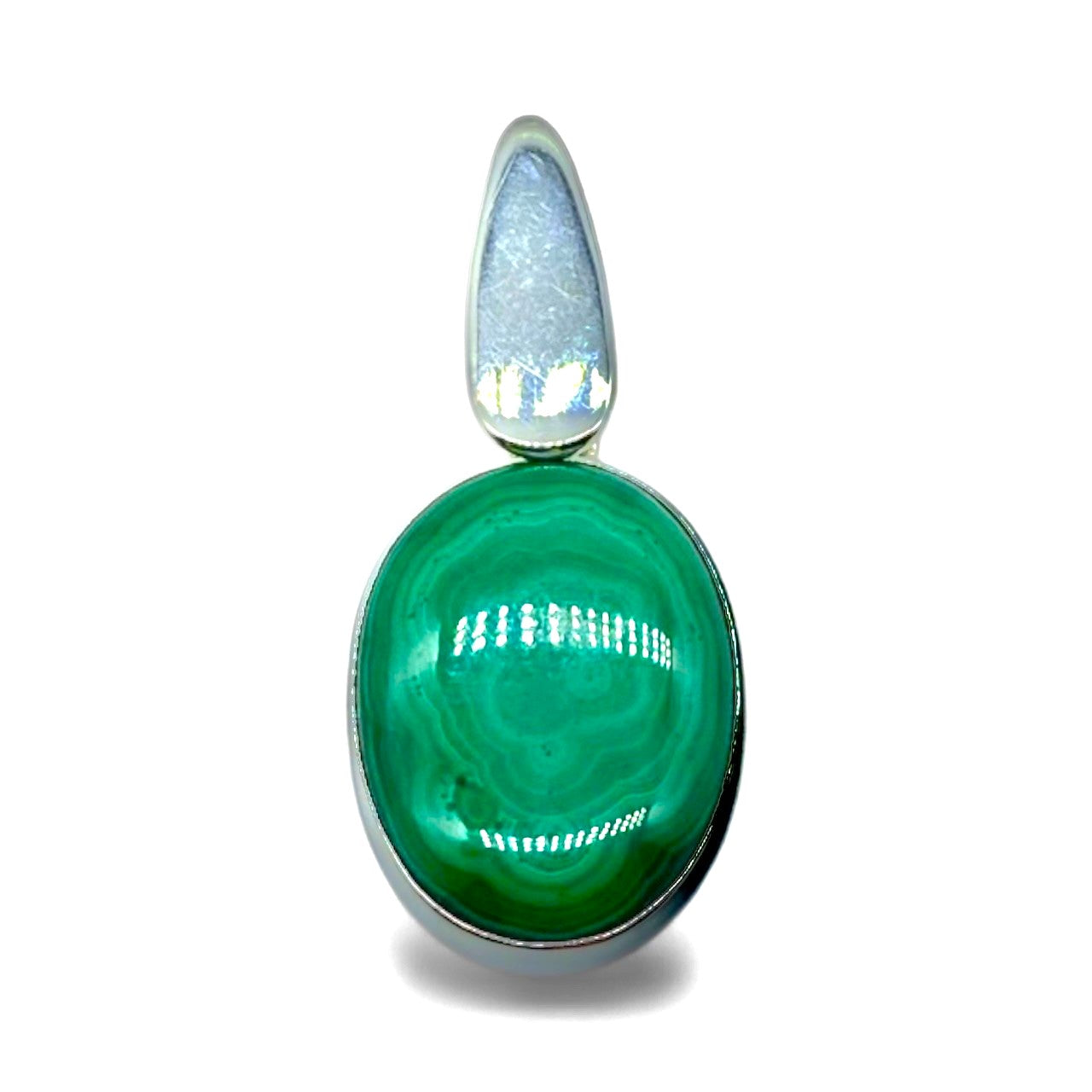 Malakit hänge ovalt