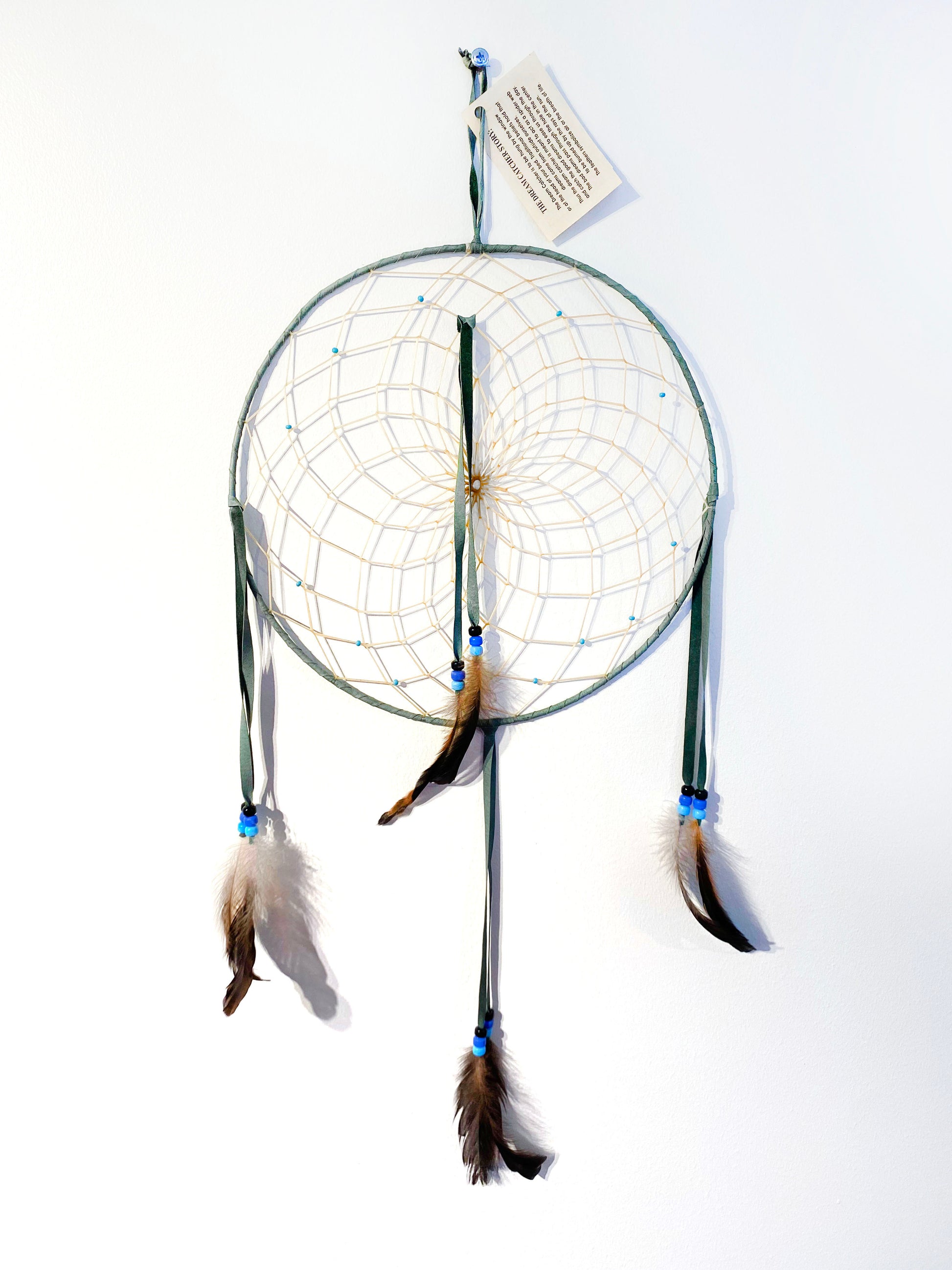 Grön drömfångare 30 cm handgjord av Navajoindianer i New Mexico
