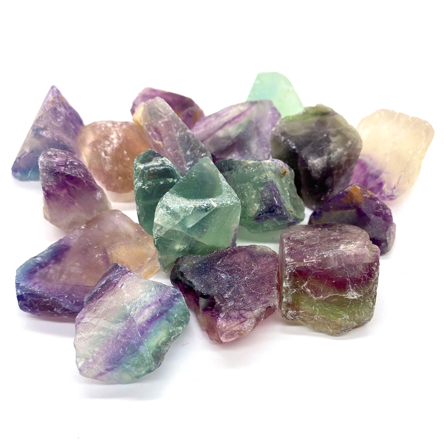 Multifärgad fluorits kristall för grundning, andlig energi och skydd mot negativ energi