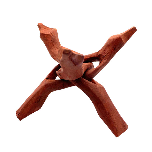 Handgjort träställ, ca 15–16 cm, för kristallklot och abalone-skal