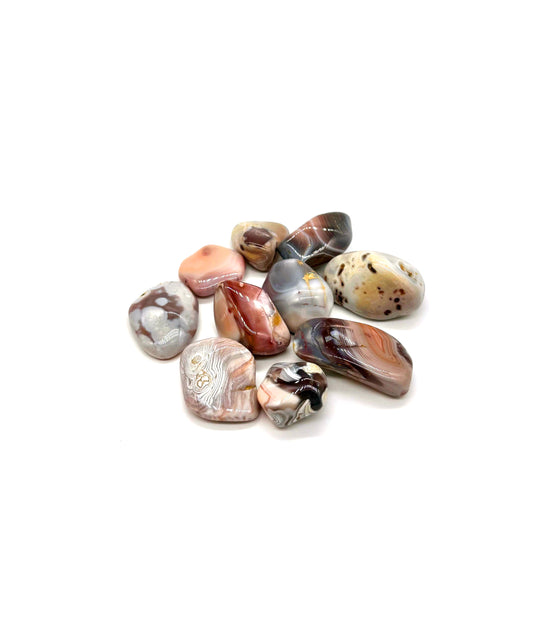 Rosa bandagat Botswana-agat kristall för villkorslös kärlek, intuition och emotionell balans