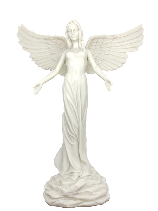 Vit ängelstaty 31 cm – Spirituell dekoration och beskyddande väktare
