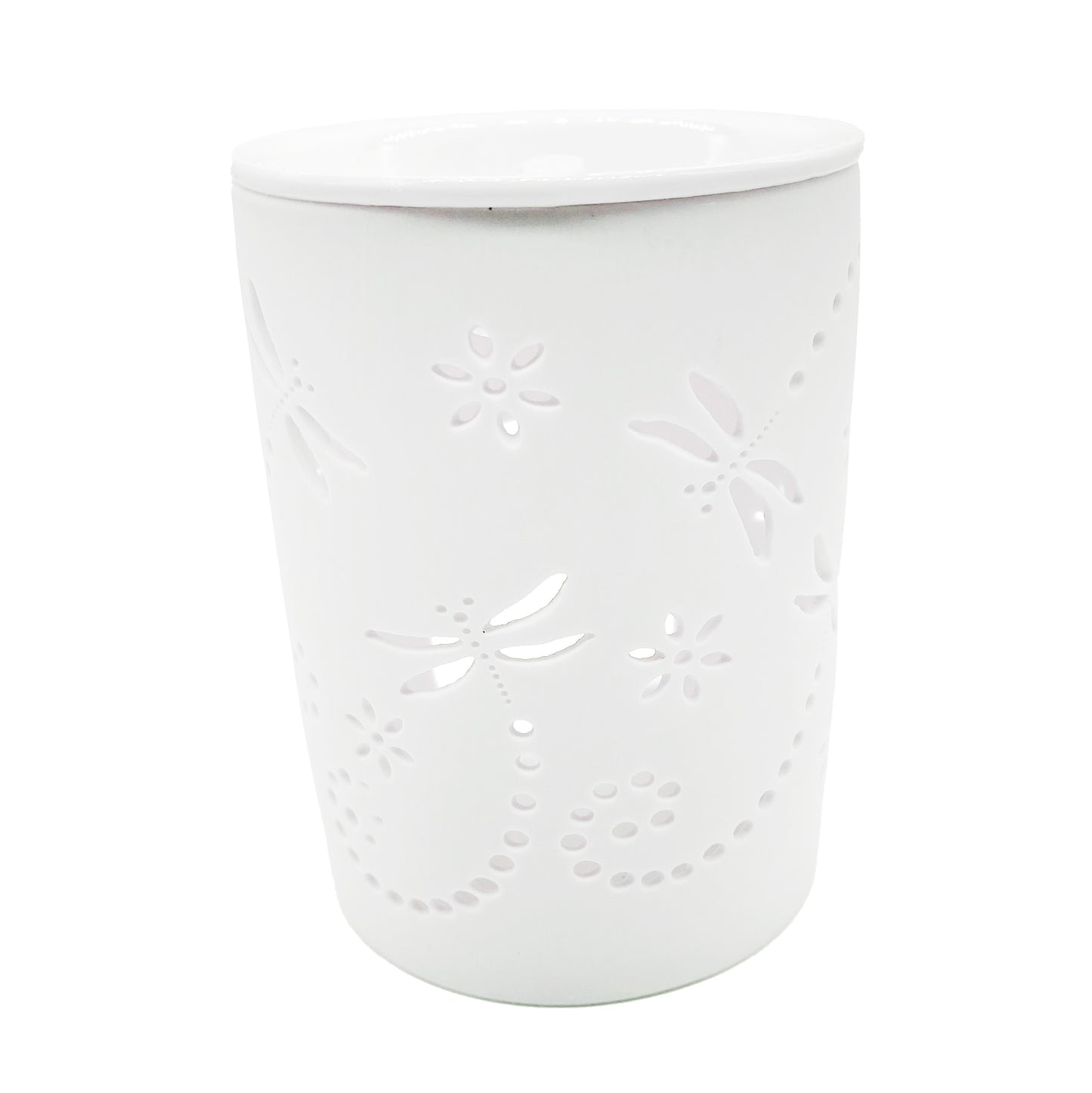 Vit aromalykta med trollsländor för värmeljus, dekorativ och mysig ljuskälla